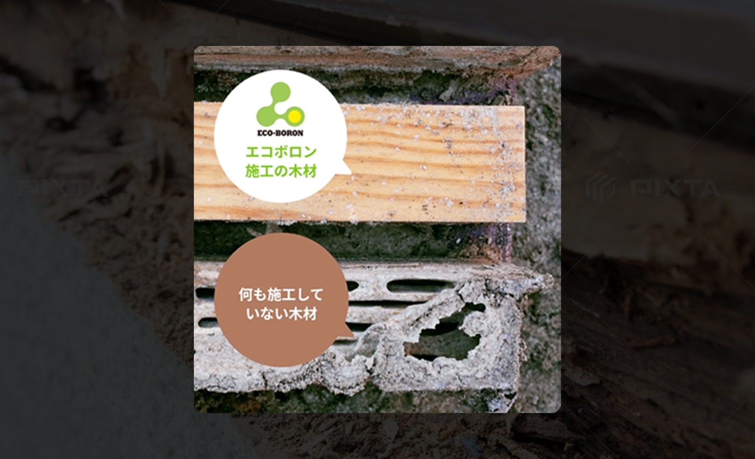 シロアリ対策として半永久的に効果を持続する「エコボロン」を採用