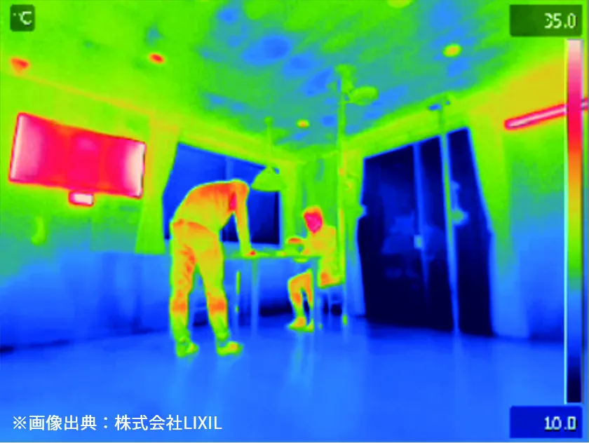 断熱性の低い家のヒートマップ